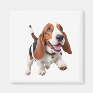 Basset Hound Happy Playful Fun Jumping In The Air Magnet