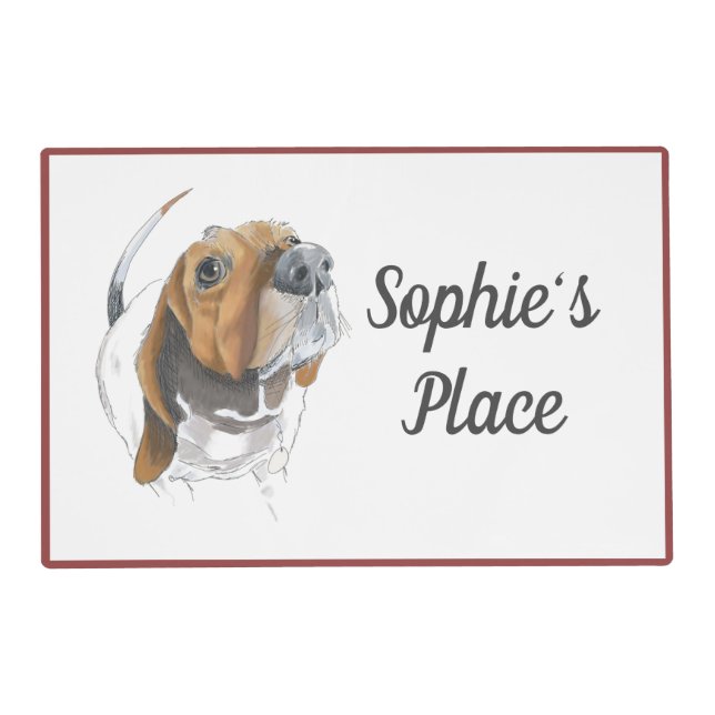 Basset Hound Happy Smiling Dog Personalized Placemat (Front)