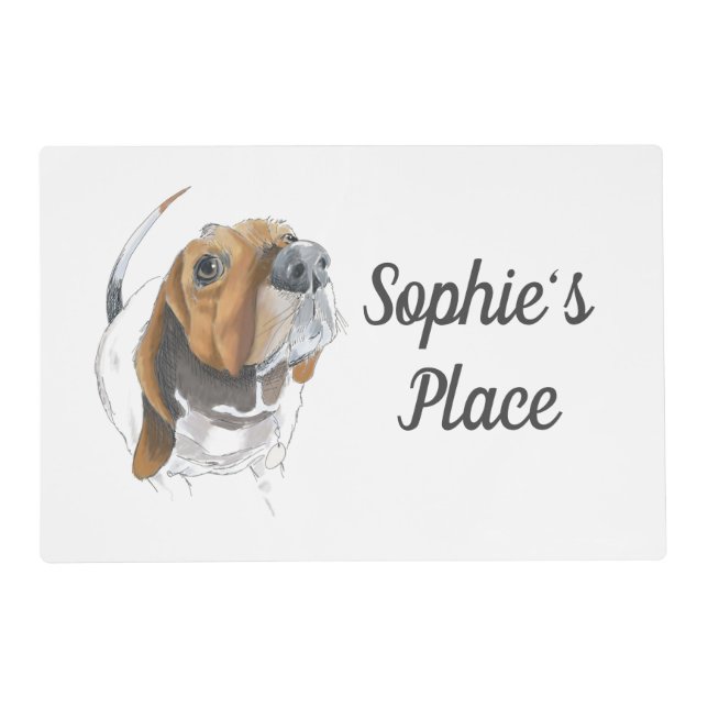 Basset Hound Happy Smiling Dog Personalized Placemat (Front)