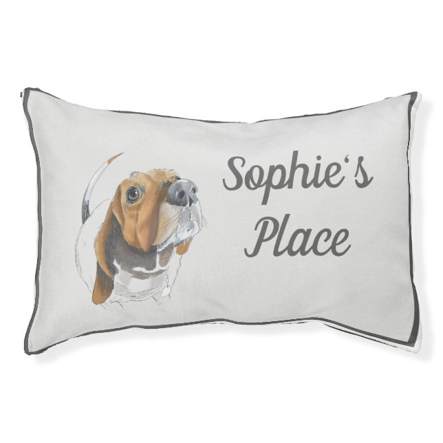 Basset Hound Happy Smiling Dog Personalized Small Pet Bed (Front)