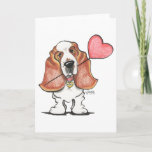 Basset Hound Heart Balloon Holiday Card