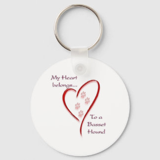Basset Hound Heart Belongs Keychain