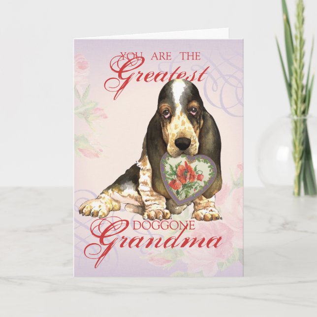 Basset Hound Heart Grandma Card (Front)
