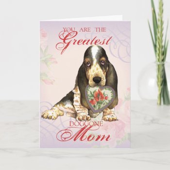 Basset Hound Heart Mom Card by DogsInk at Zazzle