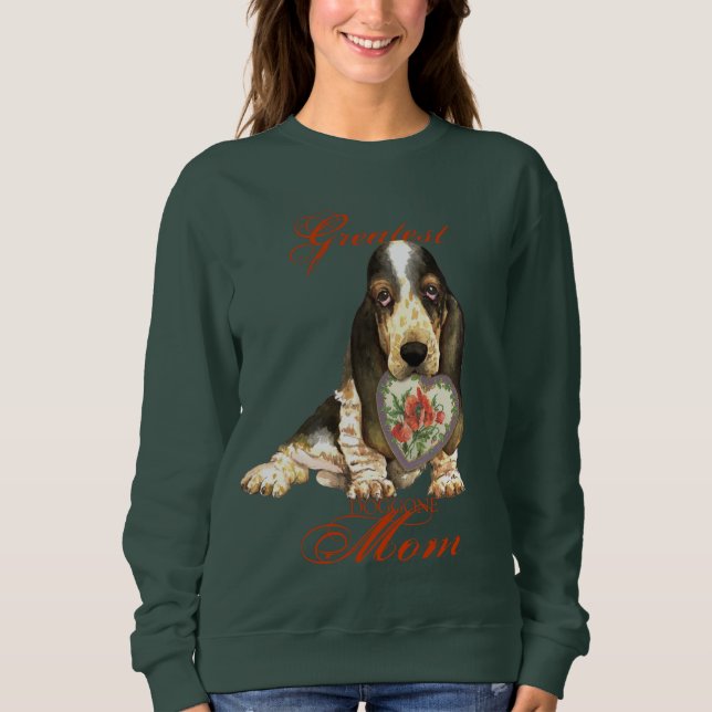 Basset Hound Heart Mom Long Sleeve T-Shirt Sweatshirt (Front)