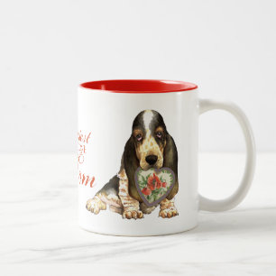 Basset Hound Heart Mom Two-Tone Coffee Mug