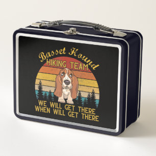 basset hound hiking team hiker gift funny dog love metal lunch box