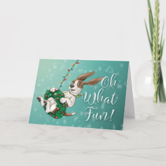 Basset Hound Holiday Card - Oh What Fun!