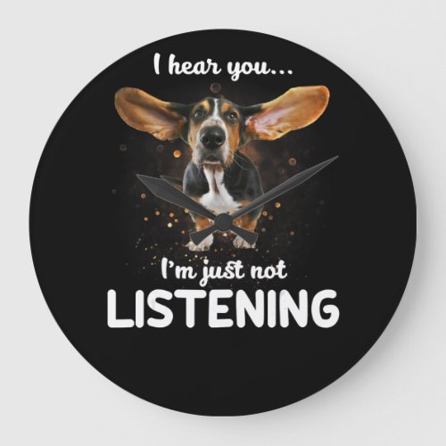 basset hound i hear you not listening large clock