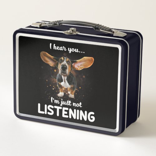 basset hound i hear you not listening metal lunch box