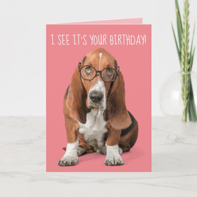Basset Hound I See It's Your Birthday You Look ... Card (Front)