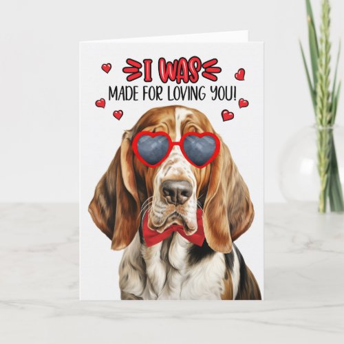 Basset Hound I Was Made for Loving You Valentines Holiday Card