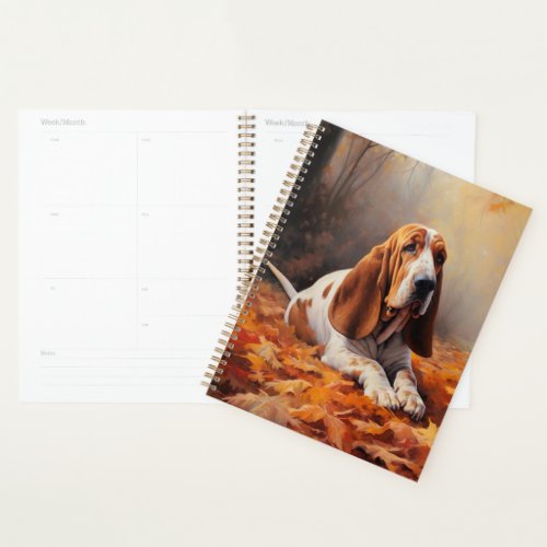 Basset Hound in Autumn Leaves Fall Inspire Planner
