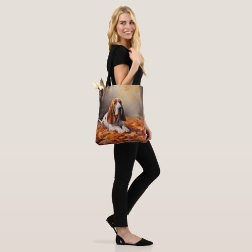 Basset Hound in Autumn Leaves Fall Inspire Tote Bag