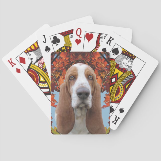 Basset Hound in Autumn Poker Cards (Back)