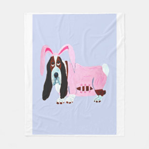 Basset Hound in bunny costume Fleece Blanket