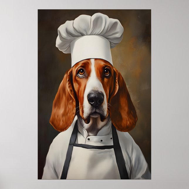 Basset Hound In Chefs Hat Poster, Pet Poster (Front)
