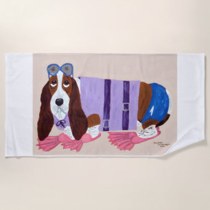 Basset Hound in Flippers Beach Towel