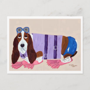 Basset Hound in Flippers Postcard