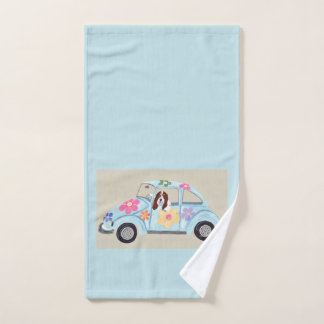 Basset Hound in Hippie Car Hand Towel