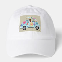 Basset Hound in Hippie Car