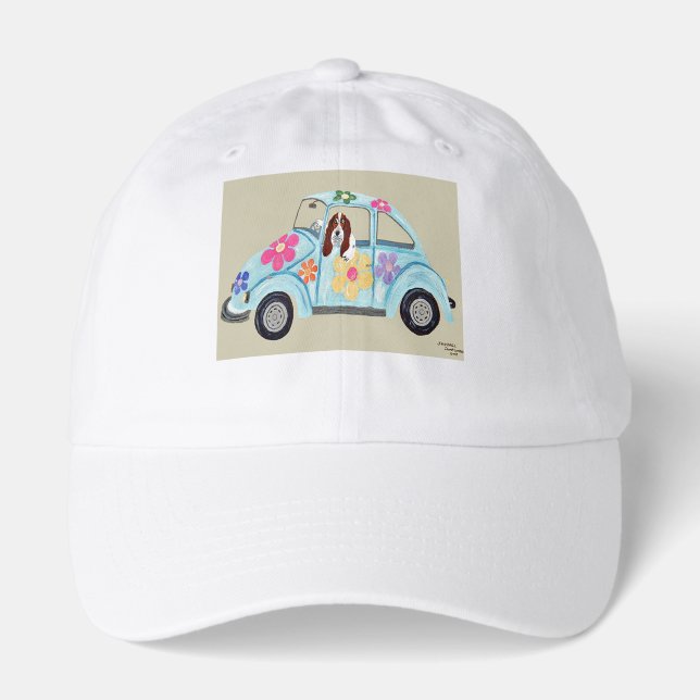 Basset Hound in Hippie Car Hat (Front)