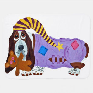 Basset Hound in PJs with teddy bear Baby Blanket
