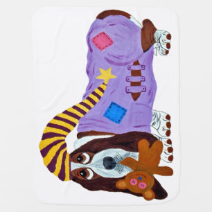 Basset Hound in PJs with teddy bear Baby Blanket