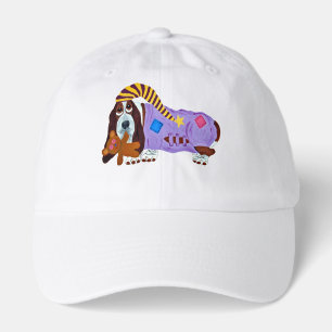 Basset Hound in PJs with teddy bear Hat