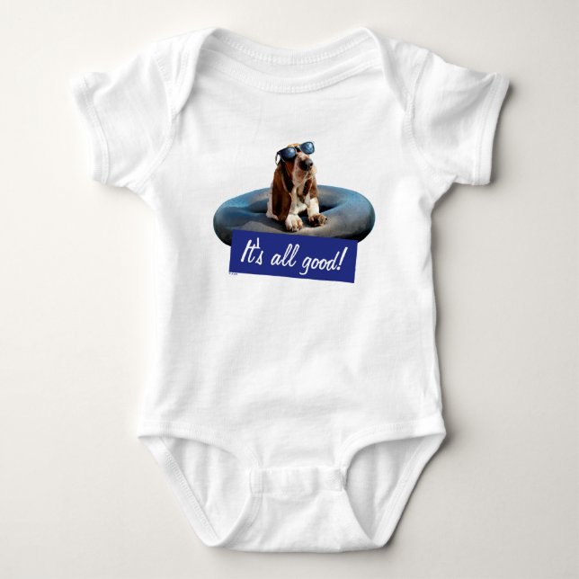 Basset Hound In Sunglasses Baby Bodysuit (Front)