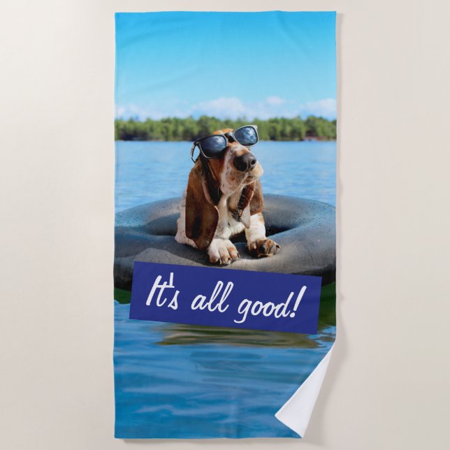 Basset Hound In Sunglasses Beach Towel (Front)