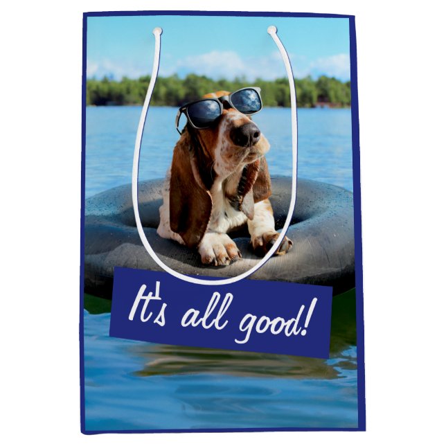 Basset Hound In Sunglasses Medium Gift Bag (Front)