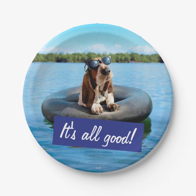 Basset Hound In Sunglasses Paper Plates (Front)
