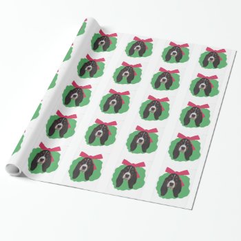 Basset Hound In Wreath Wrapping Paper by walkandbark at Zazzle