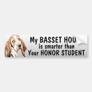 Basset Hound is smarter than honor student - funny Bumper Sticker