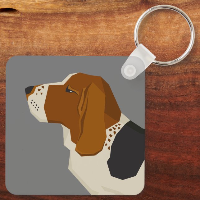 Basset Hound Keychain (Back)