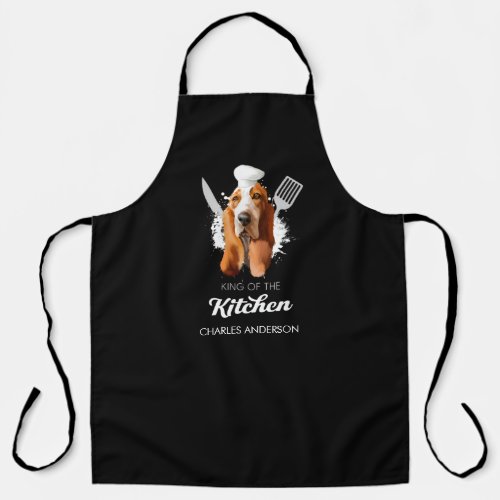 Basset Hound King of the Kitchen Cooking Dog Chef Apron