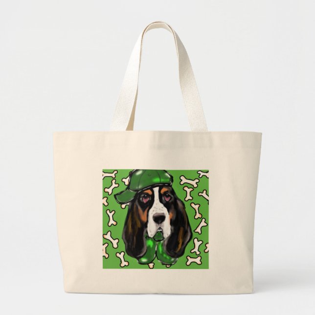 Basset Hound Large Tote Bag (Front)