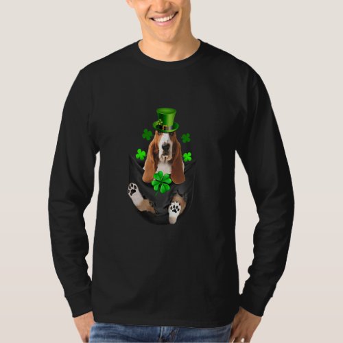 Basset Hound Leprechaun In Pocket St Patricks Da T_Shirt