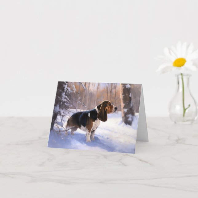 Basset Hound Let It Snow Christmas Card (Small Plant)