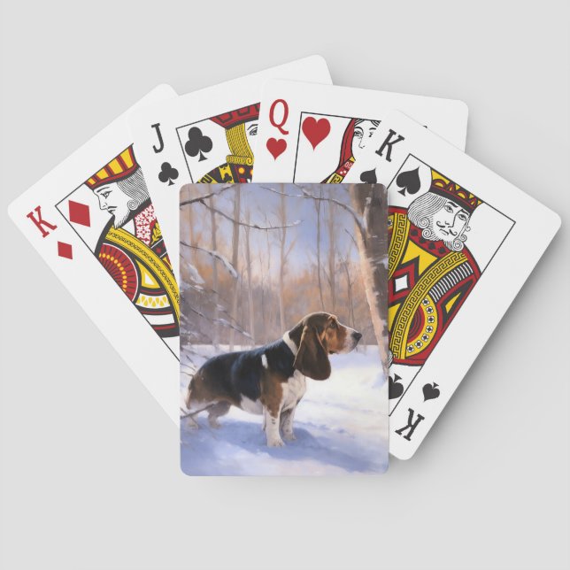 Basset Hound Let It Snow Christmas Poker Cards (Back)