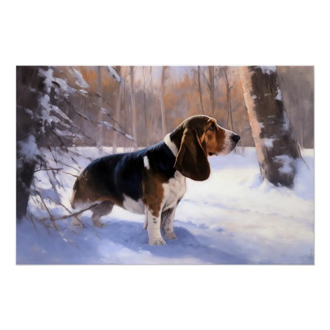 Basset Hound Let It Snow Christmas Poster (Front)