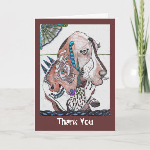 Basset Hound Letterpress Thank You Card
