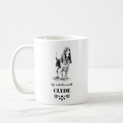 Basset Hound Life is better with Custom Dog Name Coffee Mug