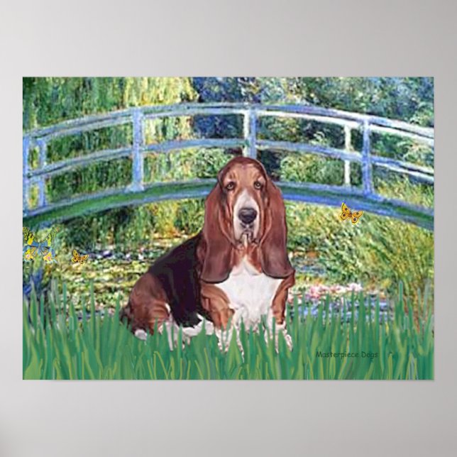 Basset Hound - Lily Pond Bridge Poster (Front)