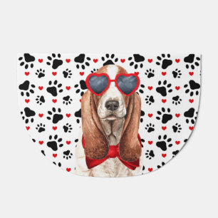 Basset Hound Love and Paw Prints Doormat