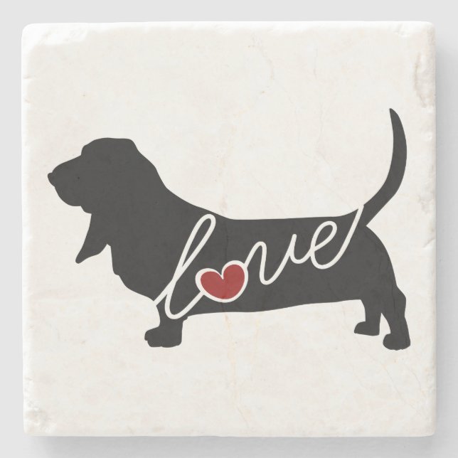 Basset Hound Love Stone Coaster (Front)