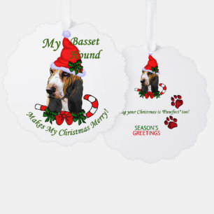 Basset Hound Lovers Christmas Ornament Card
