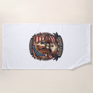 Basset Hound Loyalty Honor Dog American Flag Shiel Beach Towel