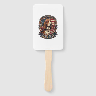 Basset Hound Loyalty Honor Dog American Flag Shiel Hand Fan